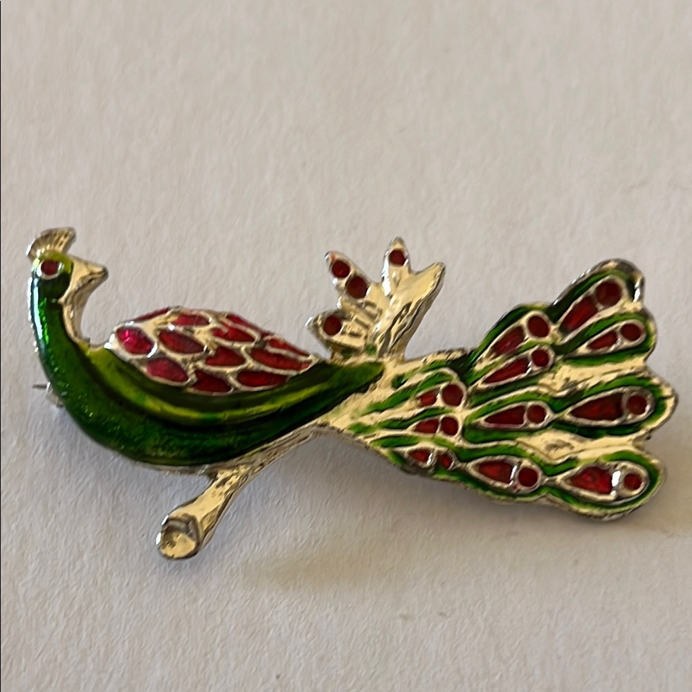 Colorful Peacock Brooch